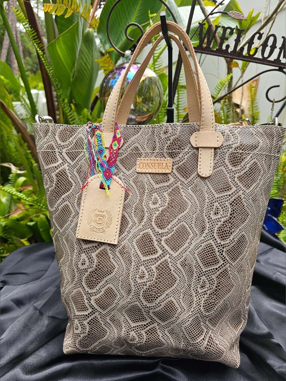 NWT Consuela Dizzy Essential Tote Snake Print Leather Bag